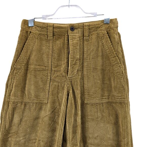 Madewell Wide Leg Corduroy Pants Womens 27 Gold Mustard Yellow Full Length Boho - Picture 2 of 11